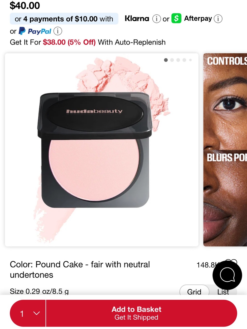 HUDA BEAUTY Pound Cake Pressed Setting Powder — Soft Pink